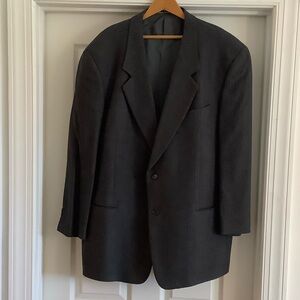 Men's Dark Charcoal Houndstooth Two-Button Blazer